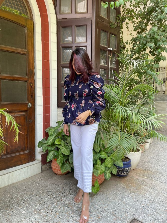 Blue Smocked Top