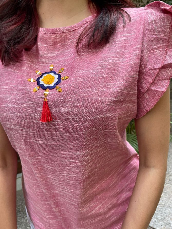 Maya Cotton Top-Pink