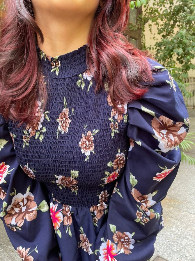 Blue Smocked Top