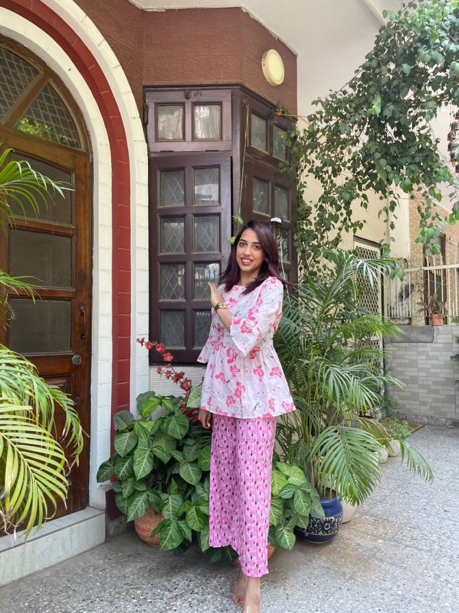 Luna Pink Cotton Palazzos