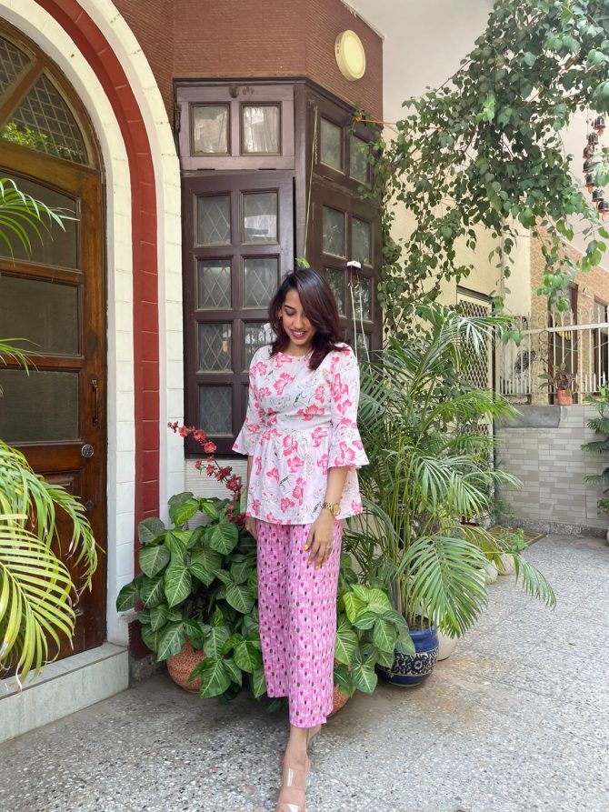 Luna Pink Cotton Palazzos