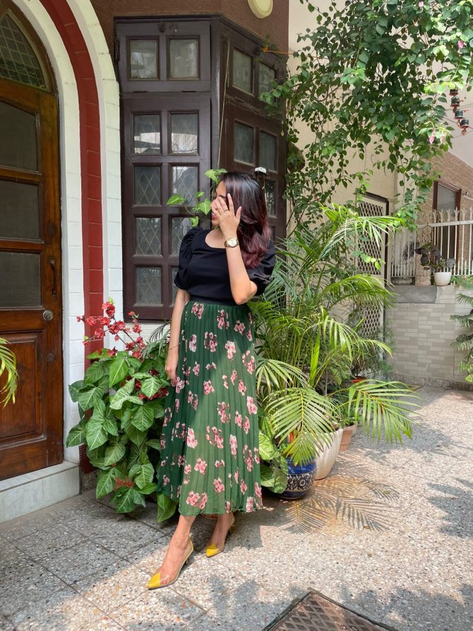 Goddess Pleated Skirt (Free Size) - Green