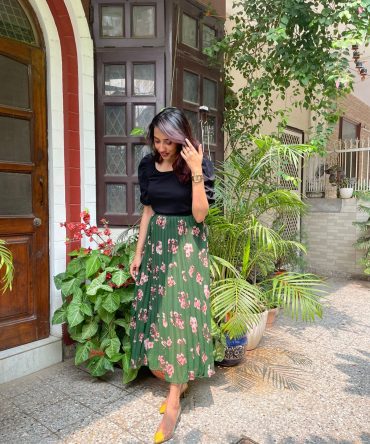 Goddess Pleated Skirt (Free Size) – Green