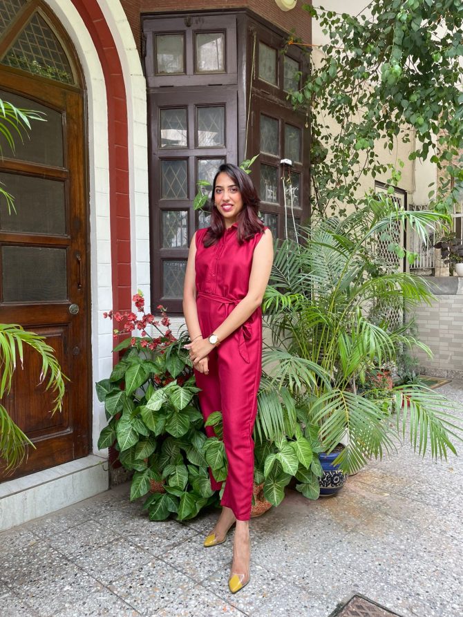 Hero Georgette Jumpsuit- Red