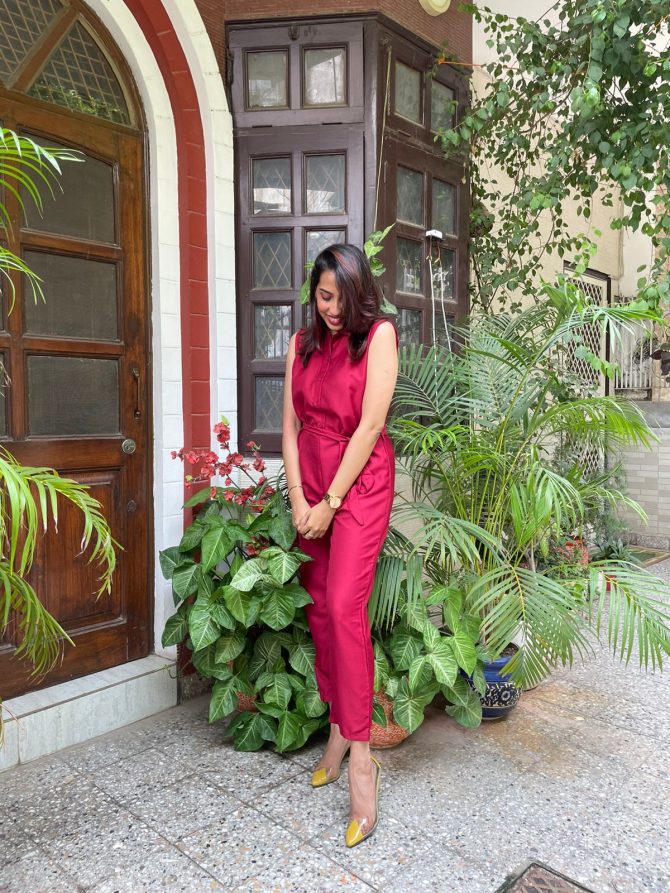 Hero Georgette Jumpsuit- Red