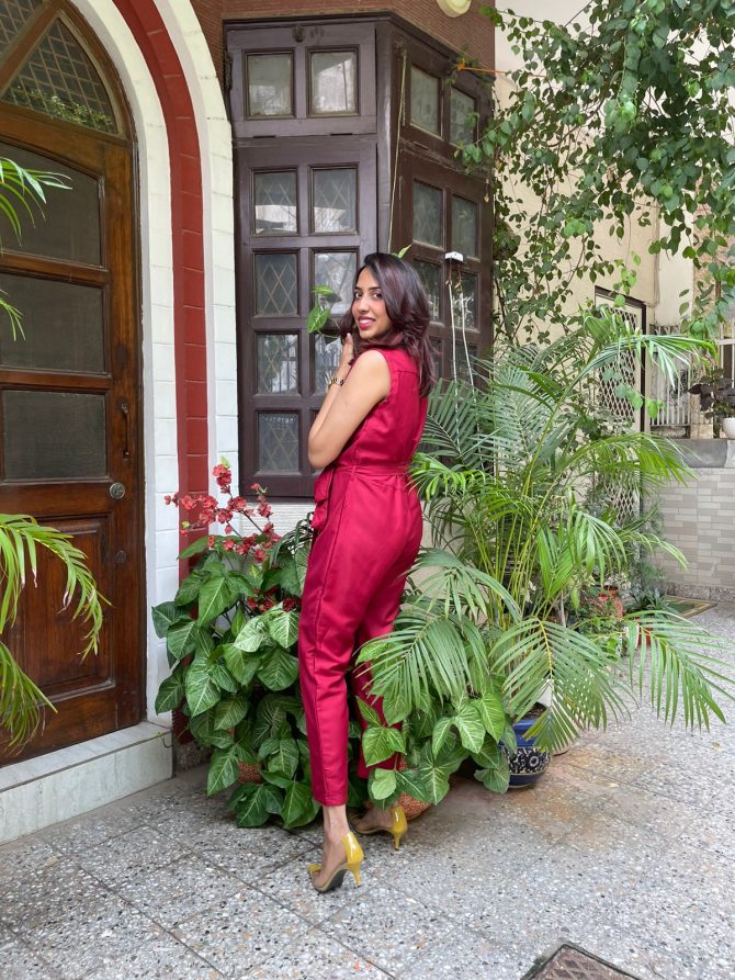 Hero Georgette Jumpsuit- Red