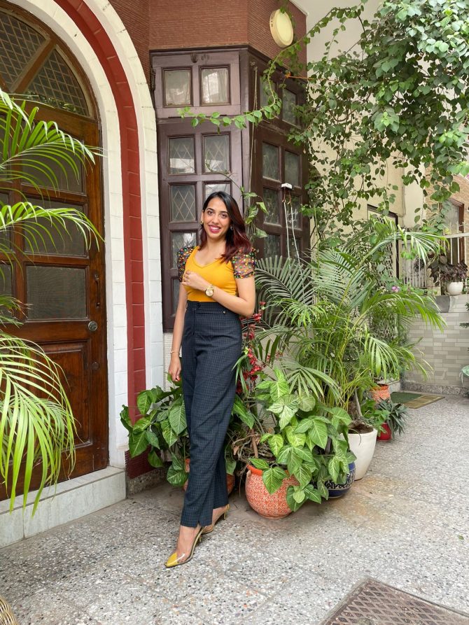 Color Puff Top-Yellow