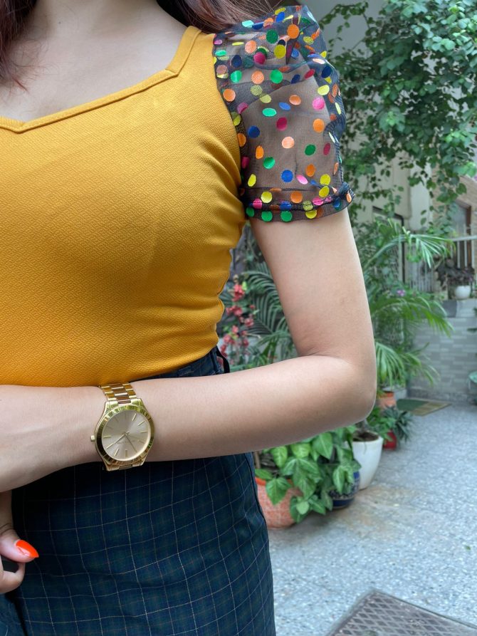 Color Puff Top-Yellow