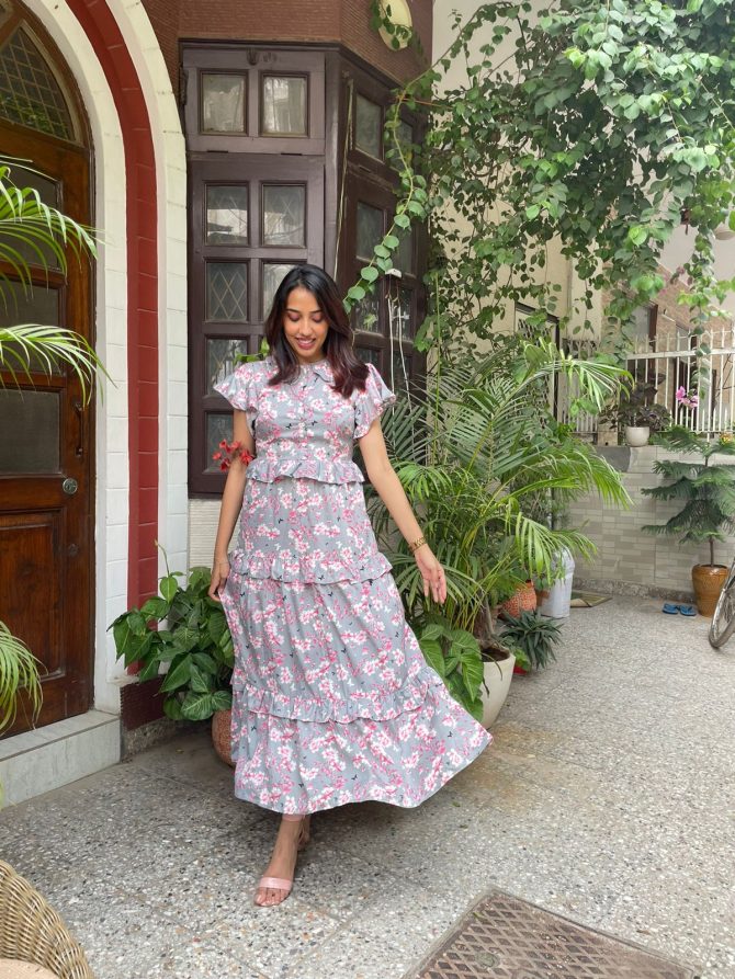 Blooms & Bows Dress- Ash