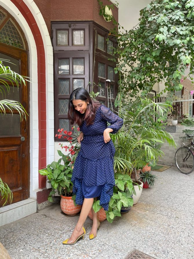 Luxe Polka Dress- Blue