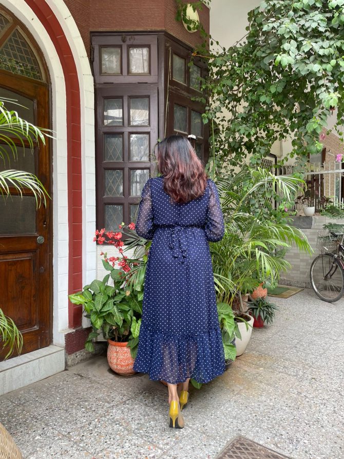 Luxe Polka Dress- Blue