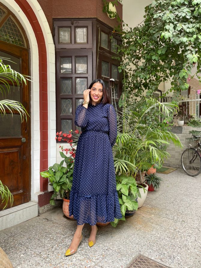 Luxe Polka Dress- Blue