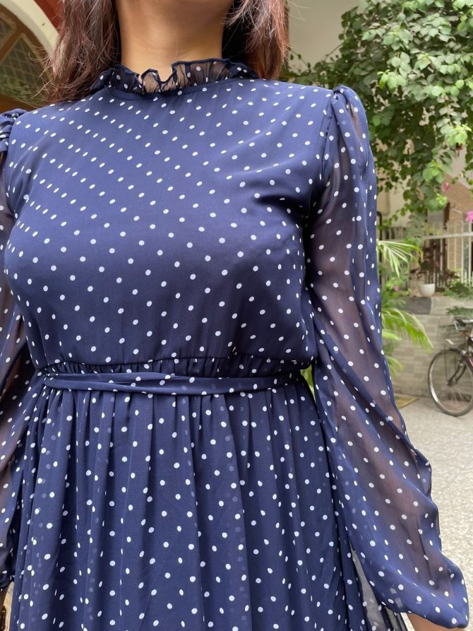 Luxe Polka Dress- Blue