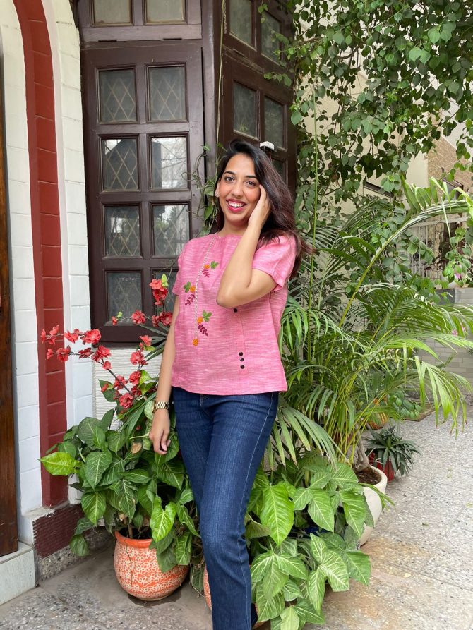 Charming Cherry Cotton Top- Pink