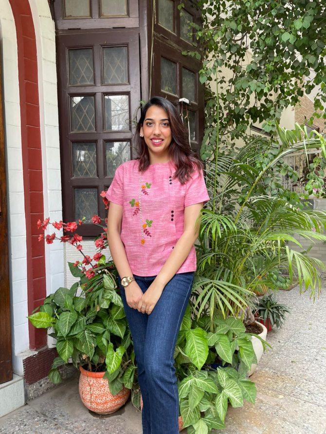 Charming Cherry Cotton Top- Pink