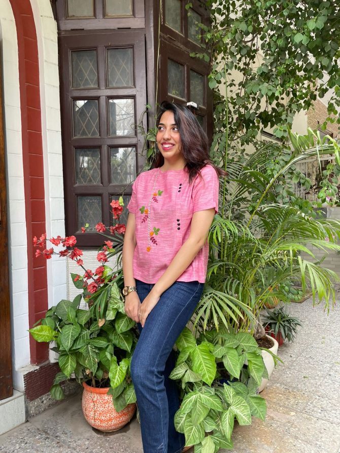Charming Cherry Cotton Top- Pink