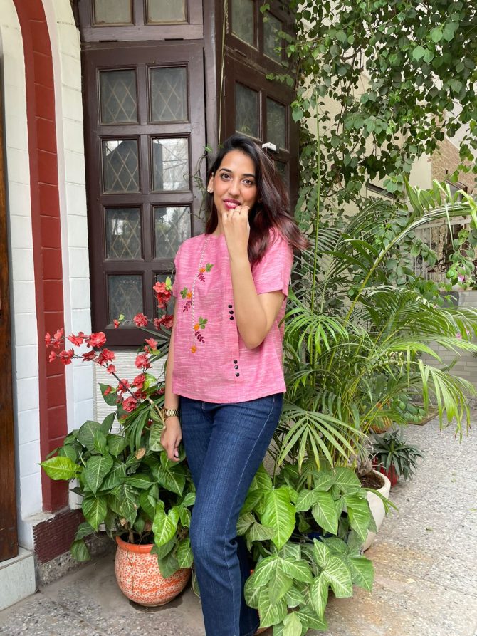 Charming Cherry Cotton Top- Pink