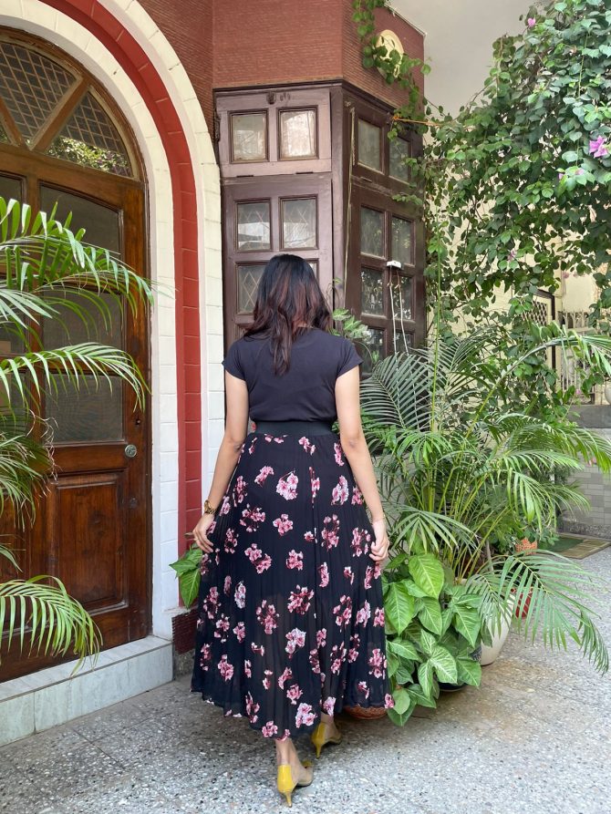 Goddess Pleated Skirt (Free Size)- Black