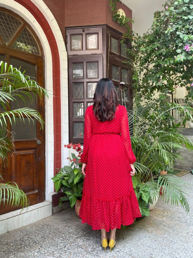 Luxe Polka Dress- Red