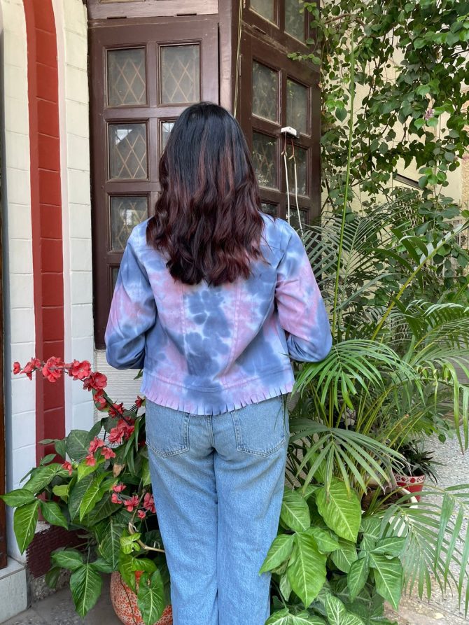 Tie-Dye Denim Jacket- Pink & Grey
