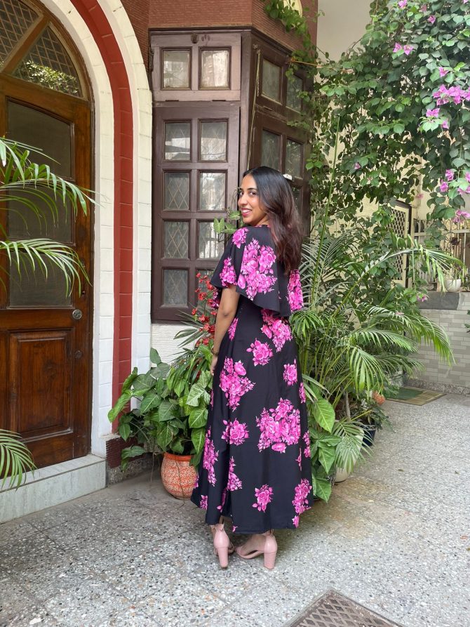 Floral Cape Maxi Dress