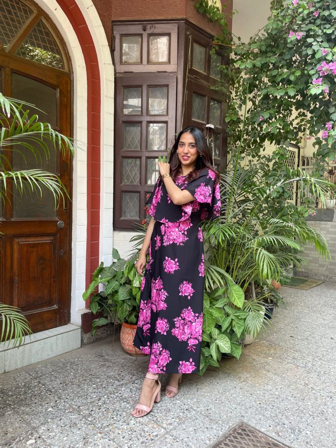 Floral Cape Maxi Dress