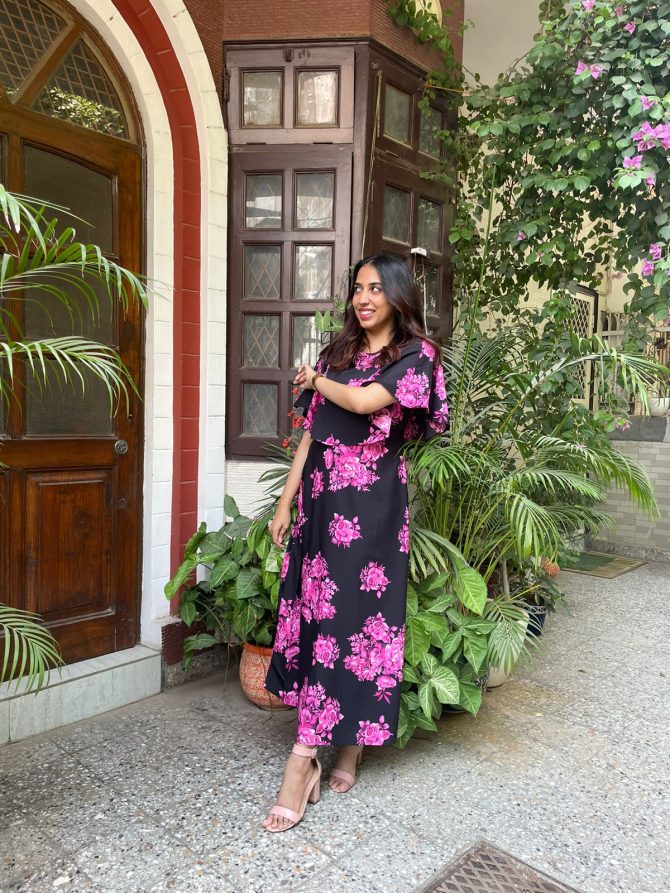Floral Cape Maxi Dress