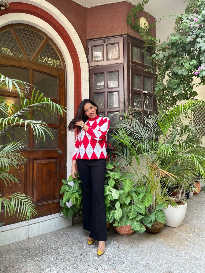 Diamond Chunky Sweater- Red