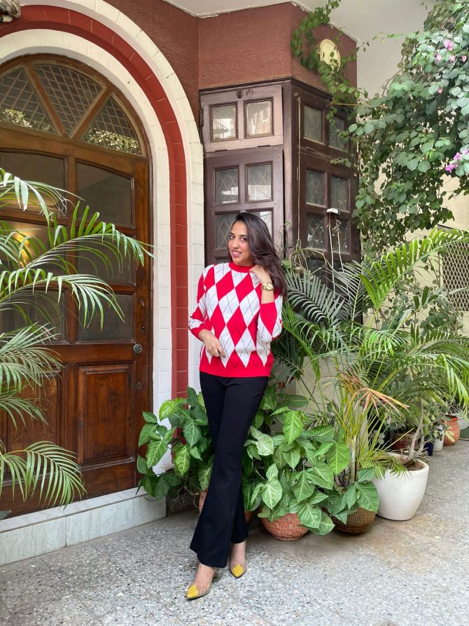 Diamond Chunky Sweater- Red