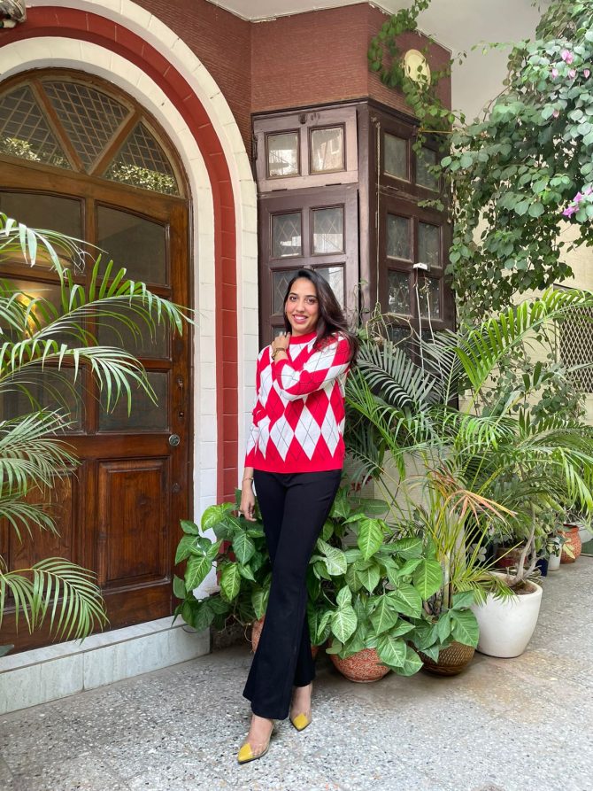 Diamond Chunky Sweater- Red