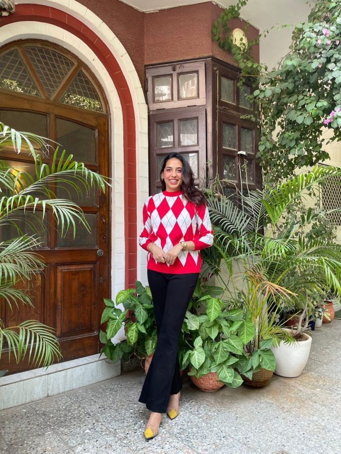 Diamond Chunky Sweater- Red