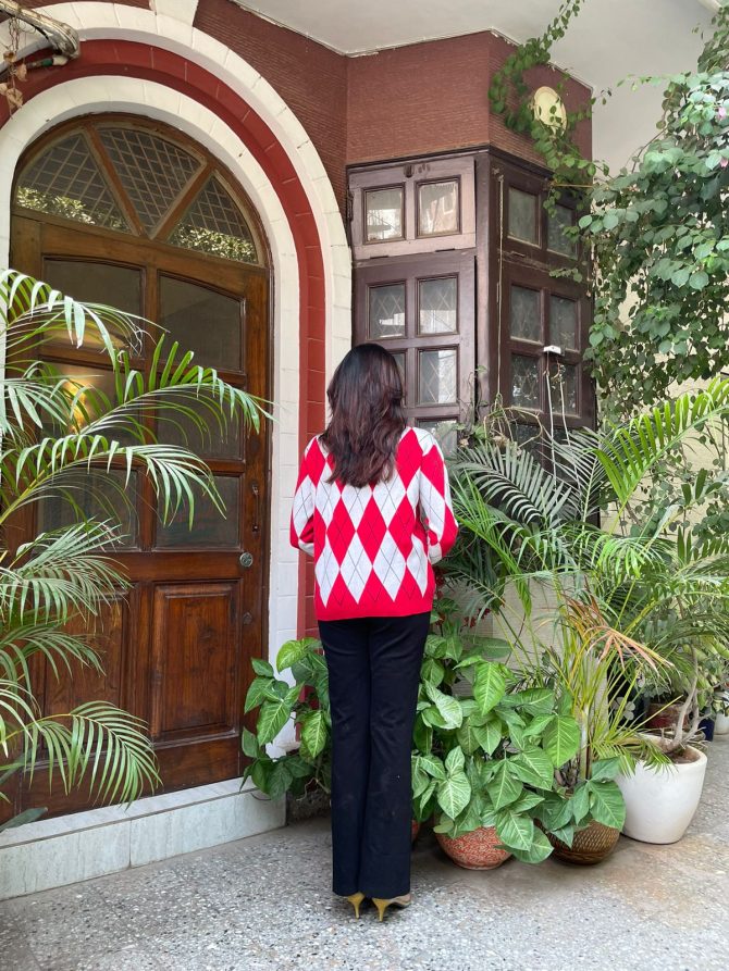 Diamond Chunky Sweater- Red