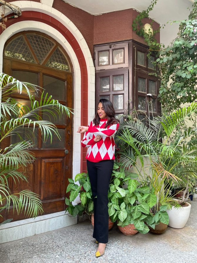 Diamond Chunky Sweater- Red