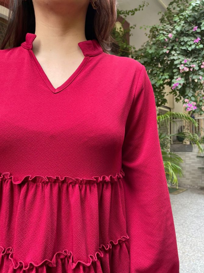 Delight Tiered Top - Burgundy