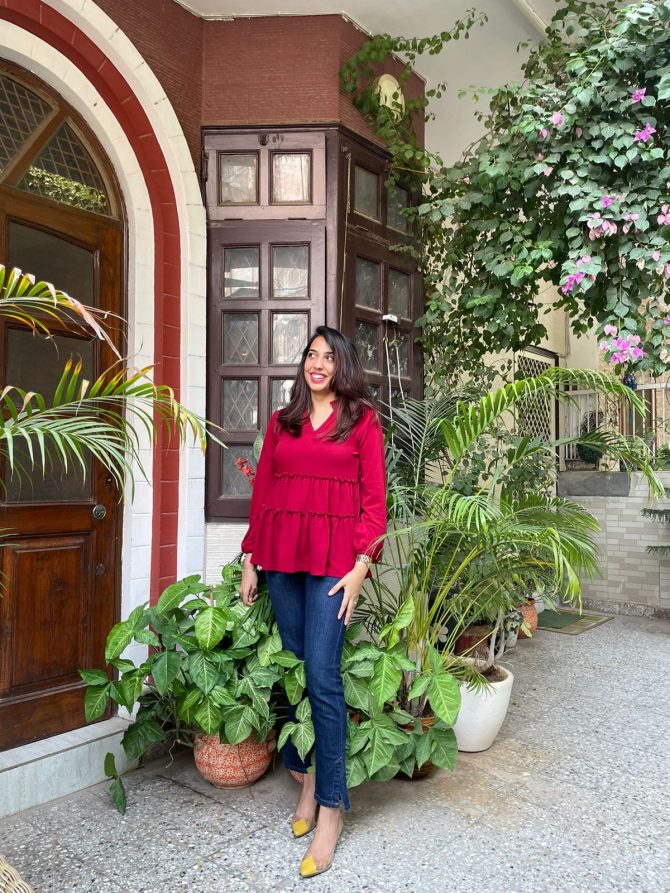 Delight Tiered Top - Burgundy