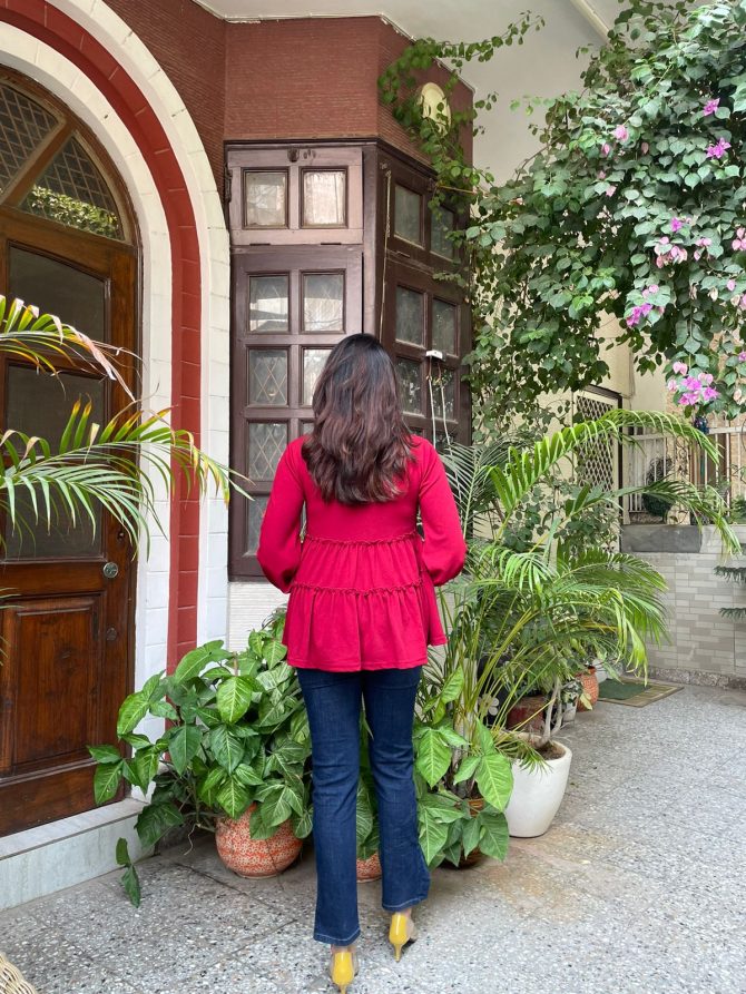Delight Tiered Top - Burgundy