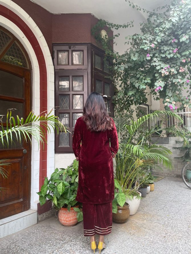 Maharani Velvet Set-Wine