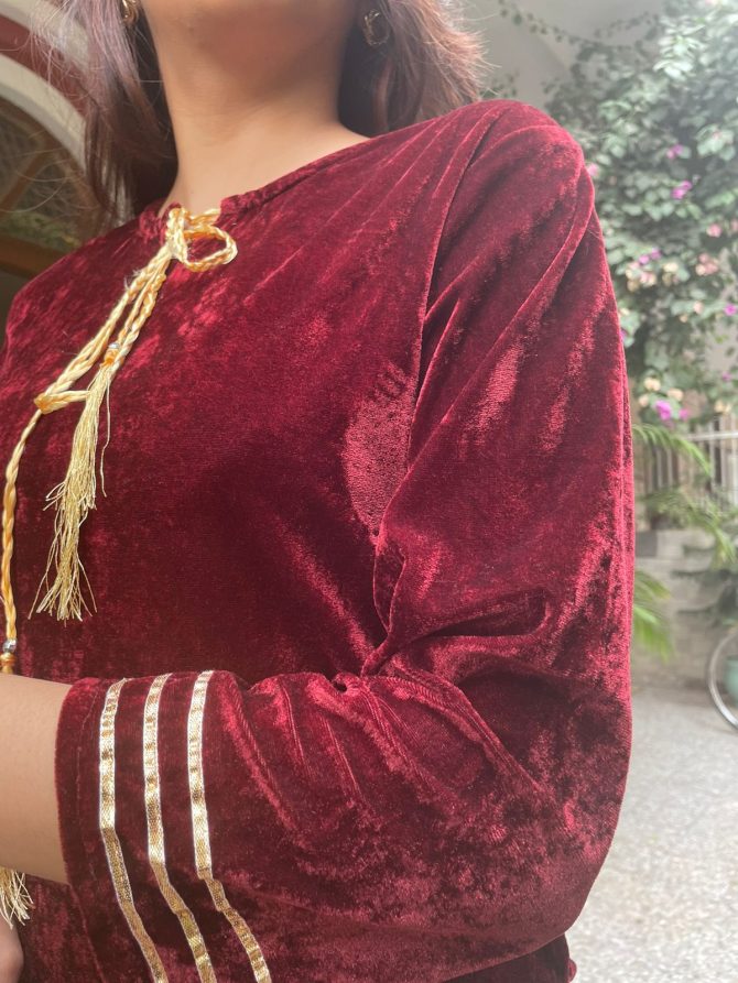 Maharani Velvet Set-Wine