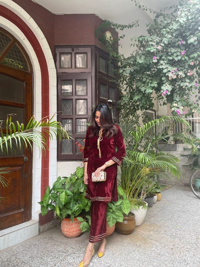 Maharani Velvet Set-Wine