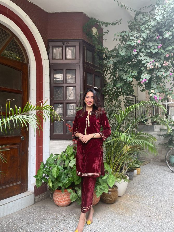 Maharani Velvet Set-Wine