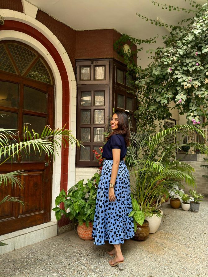 Goddess Pleated Skirt (Free Size)- Blue