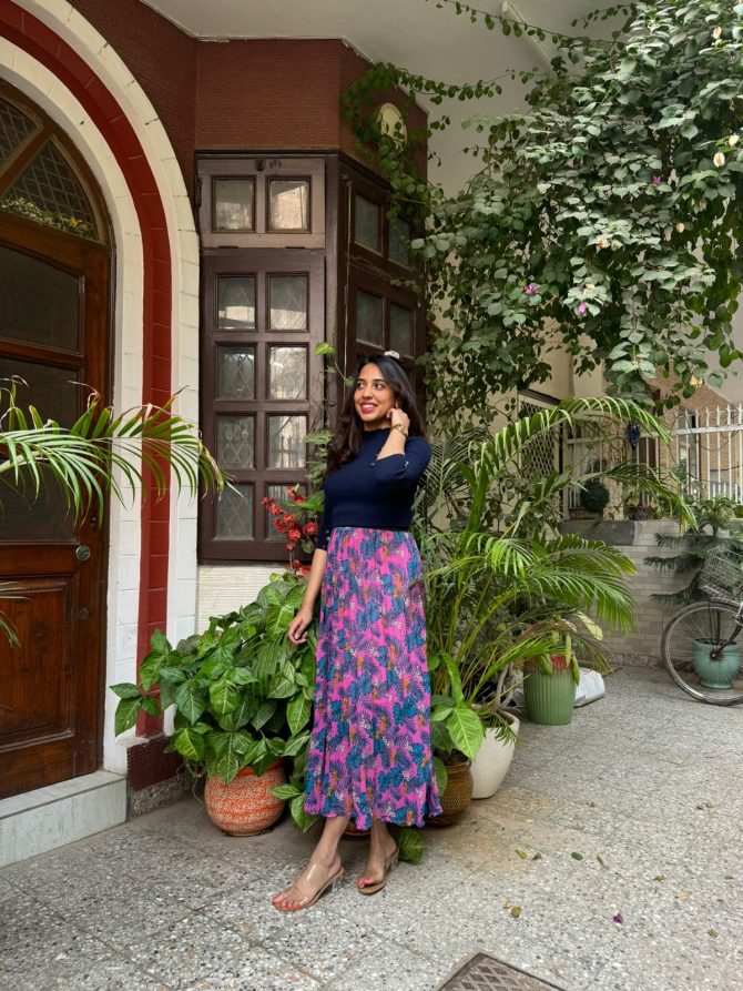 Goddess Pleated Skirt (Free Size)- Pink
