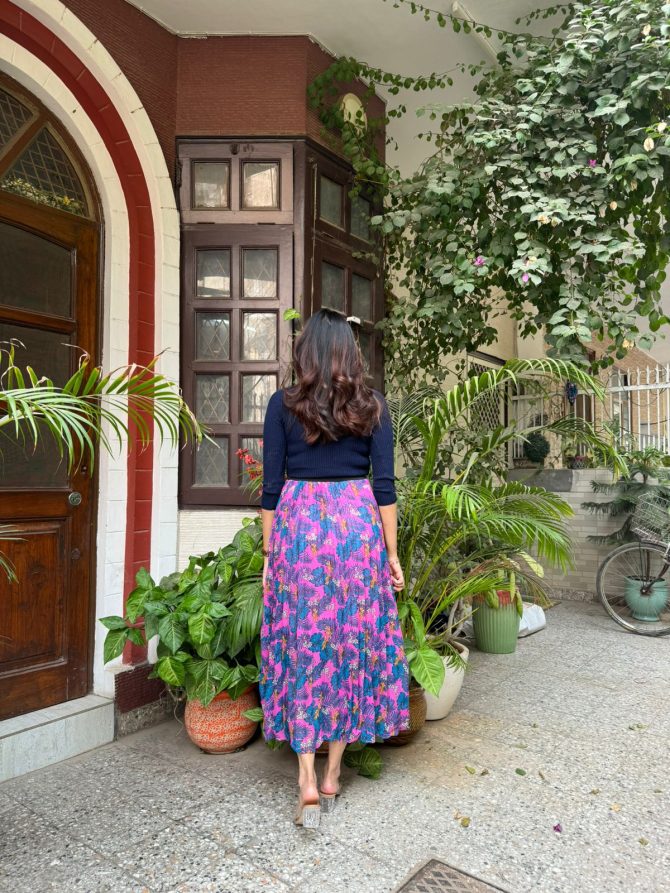 Goddess Pleated Skirt (Free Size)- Pink