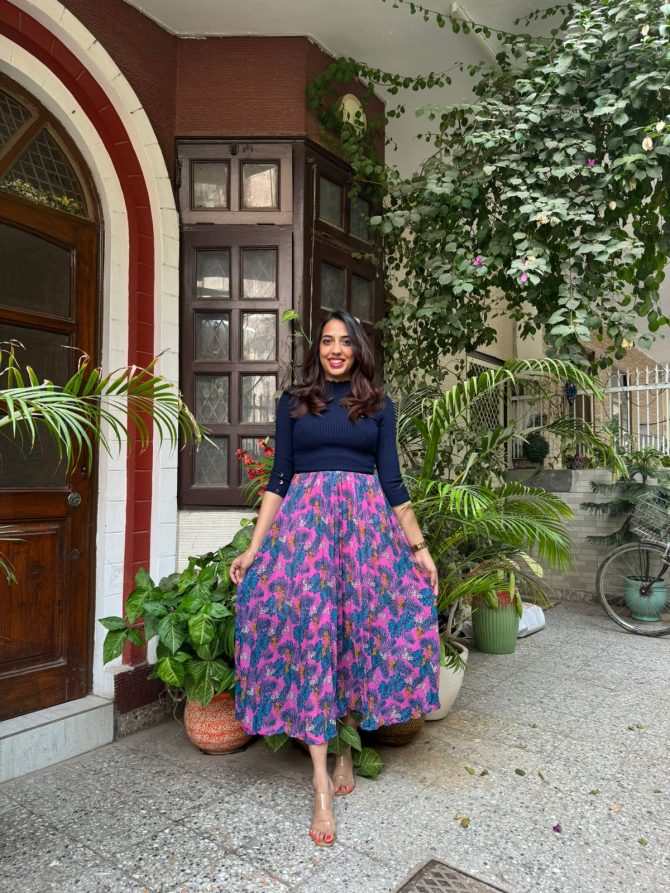 Goddess Pleated Skirt (Free Size)- Pink