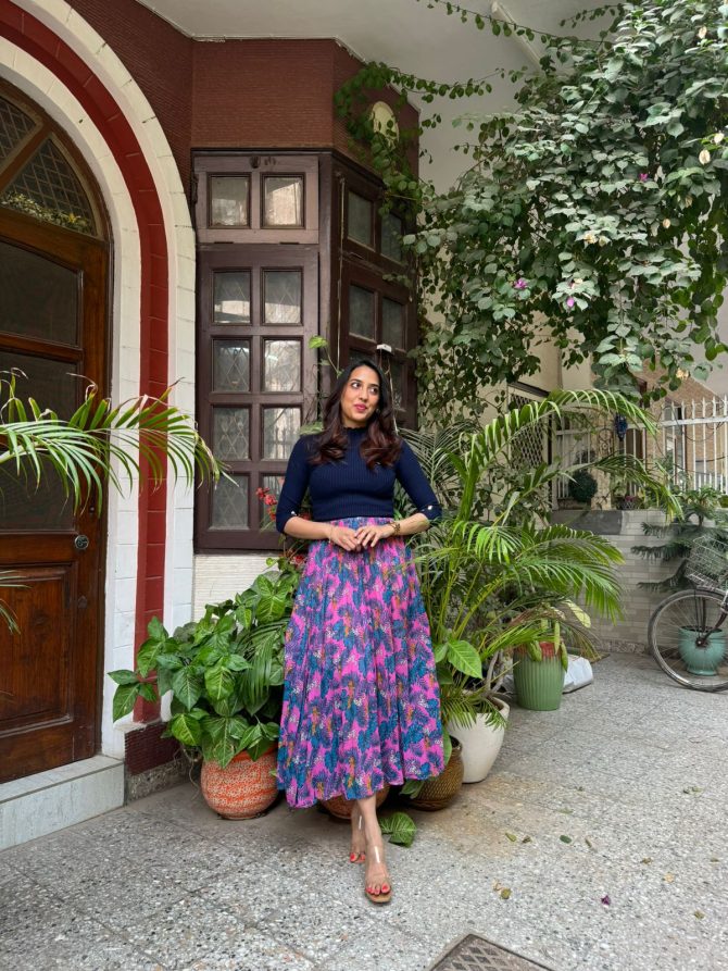 Goddess Pleated Skirt (Free Size)- Pink