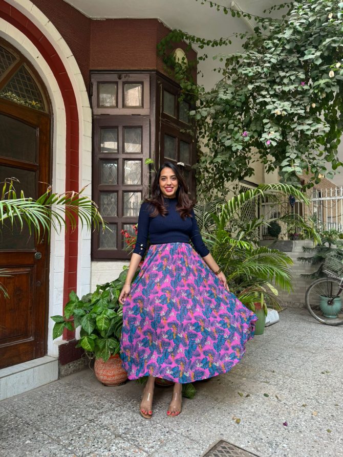 Goddess Pleated Skirt (Free Size)- Pink