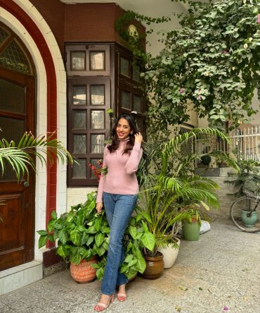 Pink Fitted Ribbed Turtleneck (Free Size) 2