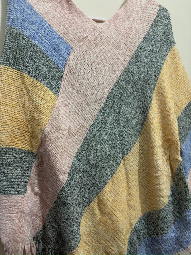 Striped Woollen Poncho (Free Size)