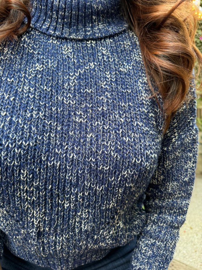 Blue Melange Sweater (Free Size)