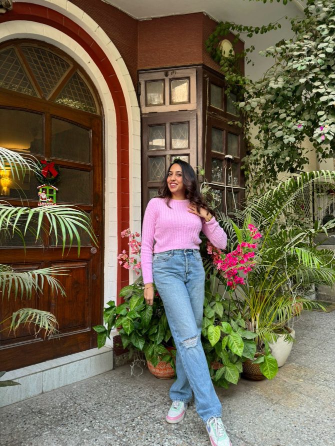 Bubblegum Crop Sweater (Free Size)